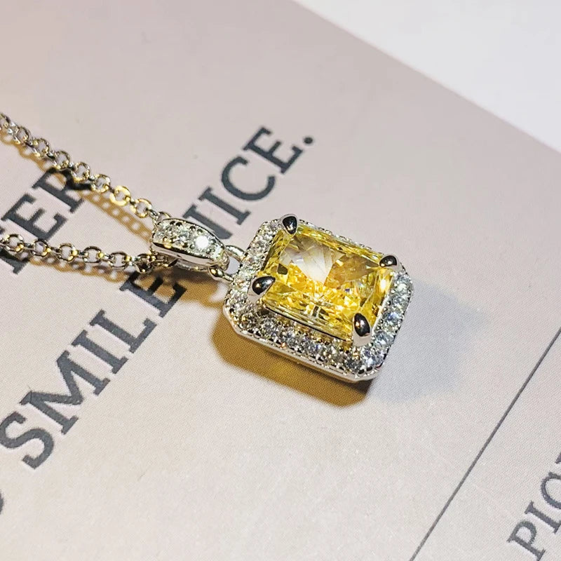 Elegant Yellow Cubic Zirconia Pendant Necklace - Luxury Jewelry