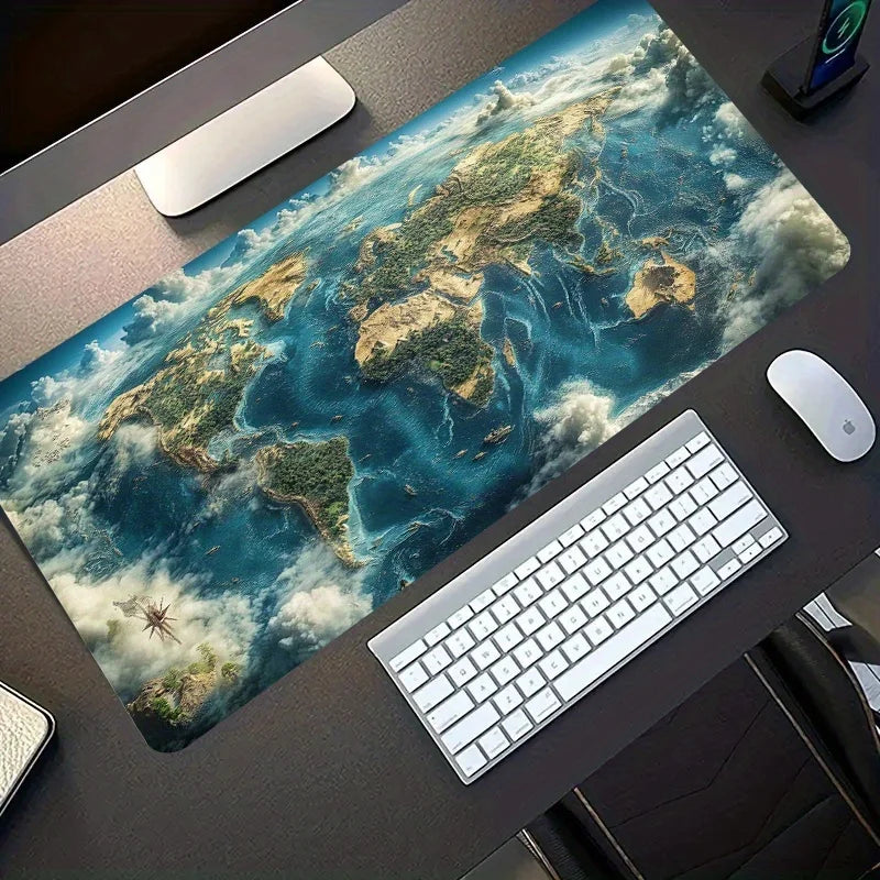 Premium Gaming World Map Mouse Pad - Non-Slip & Washable