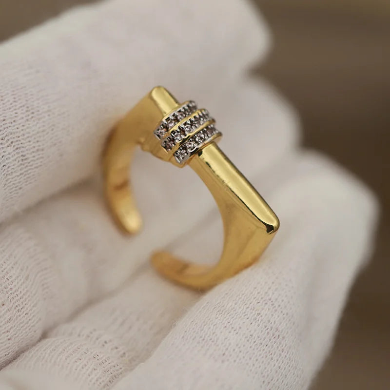 Luxury Crystal Waterdrop Open Ring - Adjustable Zirconia Jewelry