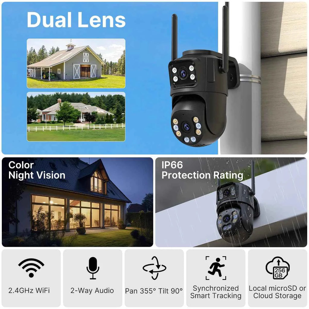 Professional Outdoor PTZ Camera - 4K Dual Lens AI Tracking