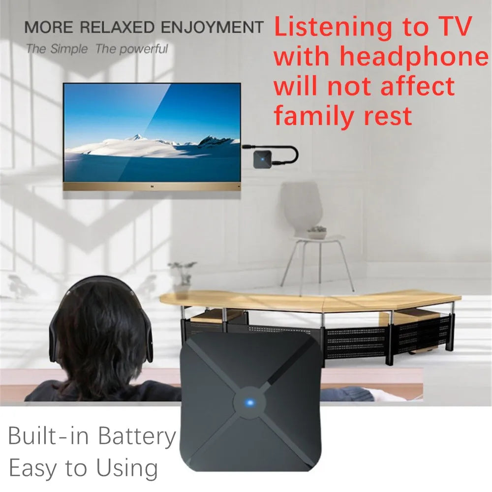 Premium Bluetooth TV Headset with Wireless Adapter - Over-Ear TV Headphones