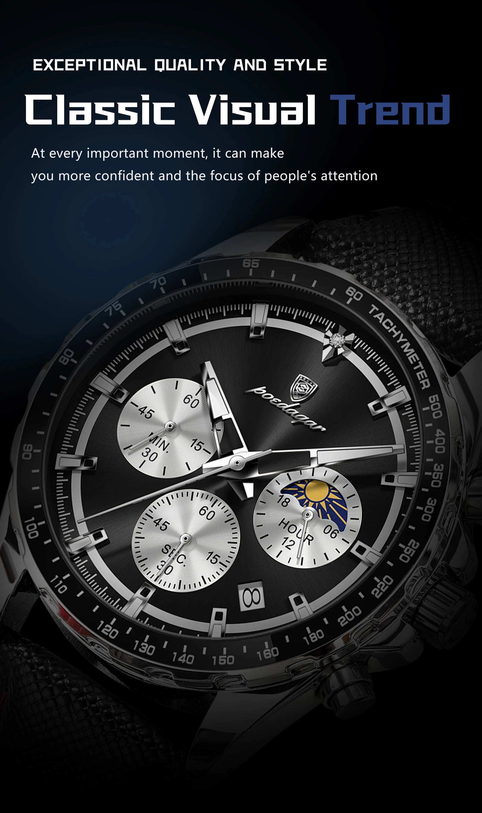 Premium Men's Leather Chronograph Watch - Luminous & Waterproof