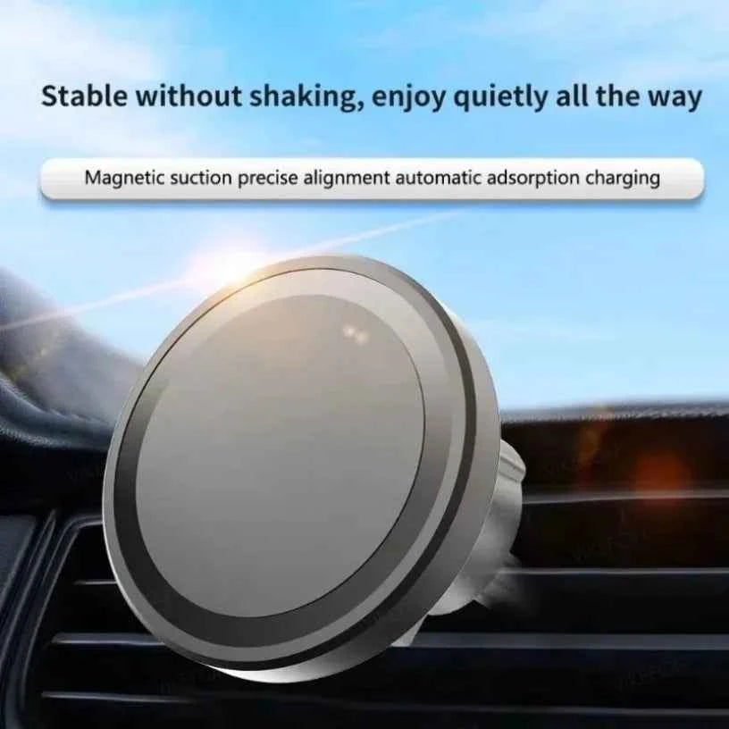 Magsafe car wireless charger - black vent mount for iPhone with 360° rotation and 15W fast charging