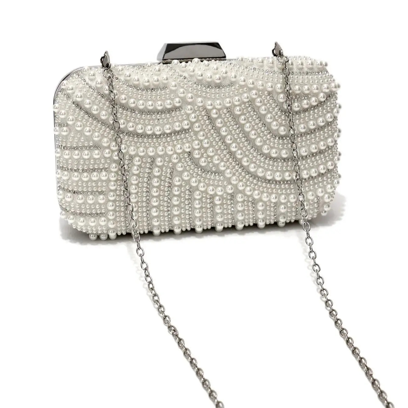 Elegant Pearl Rhinestone Bag - Luxury Evening Clutch