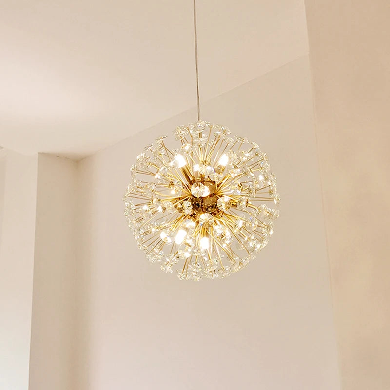 Luxury Dandelion Crystal Chandelier - Modern French Gold Spark Ball Lamp