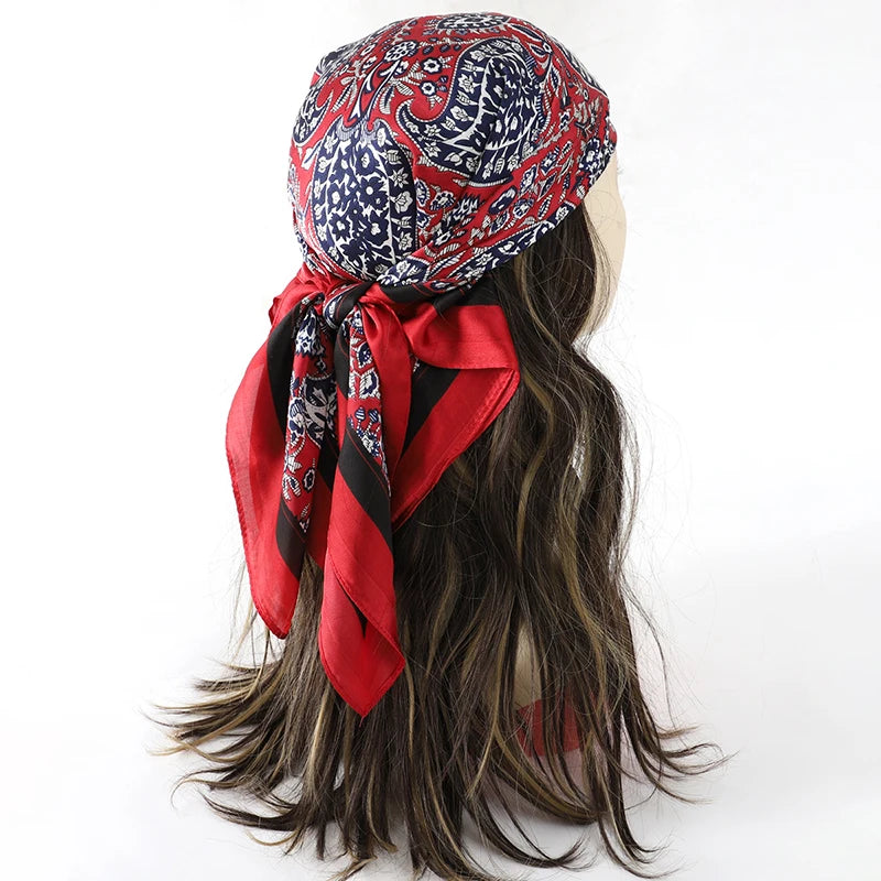 Luxury Square Silk Scarf - Satin Hair Bandana & Neckerchief
