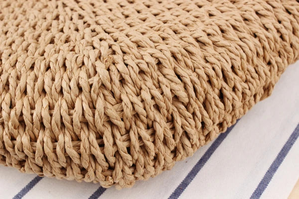 Elegant Women's Straw Tote - Handmade Beach Weaver