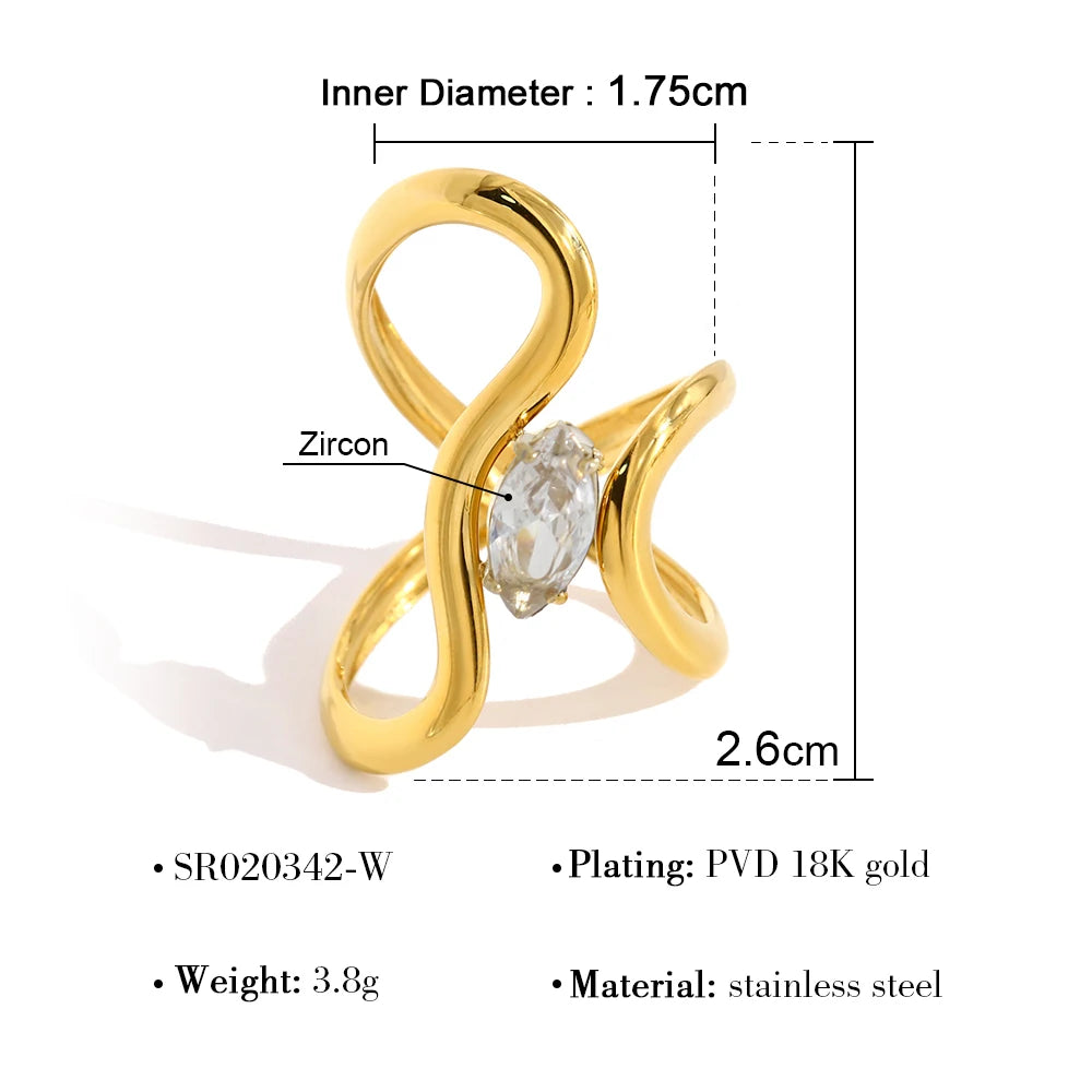 Luxury 18K Gold Irregular Ring - Exquisite Vintage Crystal Jewelry