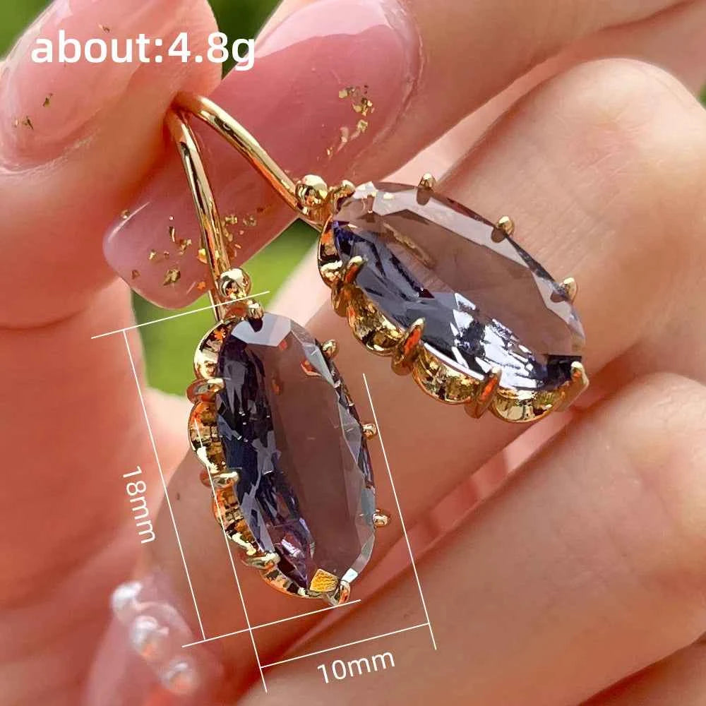 Elegant Oval Cubic Zirconia Earrings - Luxury Dangle Jewelry