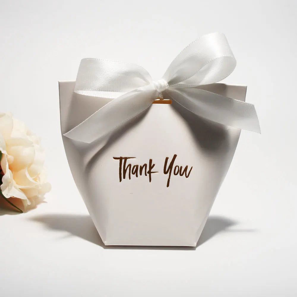 Elegant Chic Candy Gift Boxes - Gold 'Thank You' Ribbon
