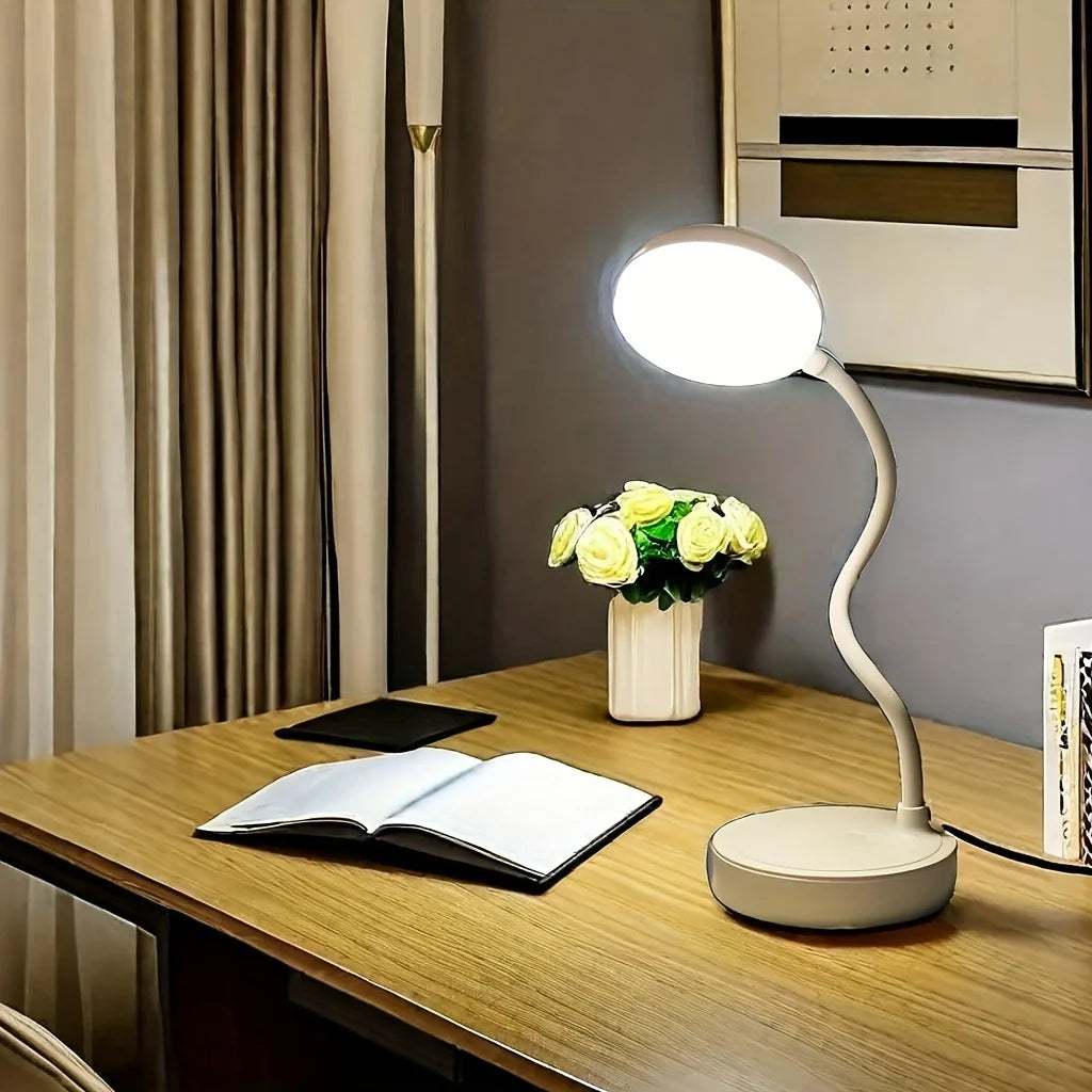 LED Desk Lamp USB - white flexible lamp with touch control and USB port