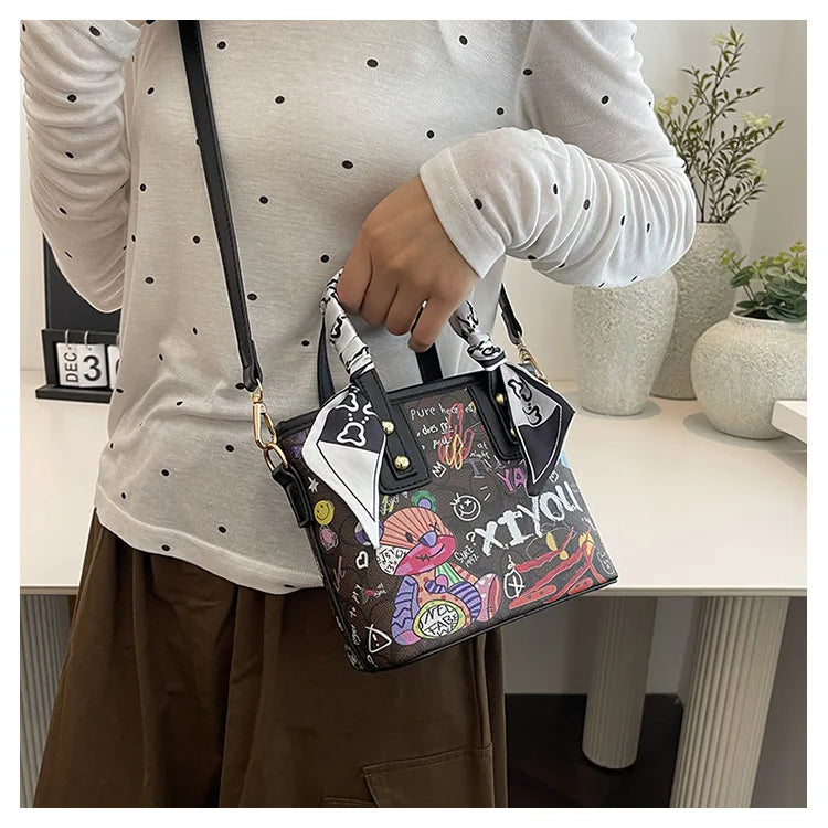 Elegant Artistic Crossbody Bag - Graffiti Design