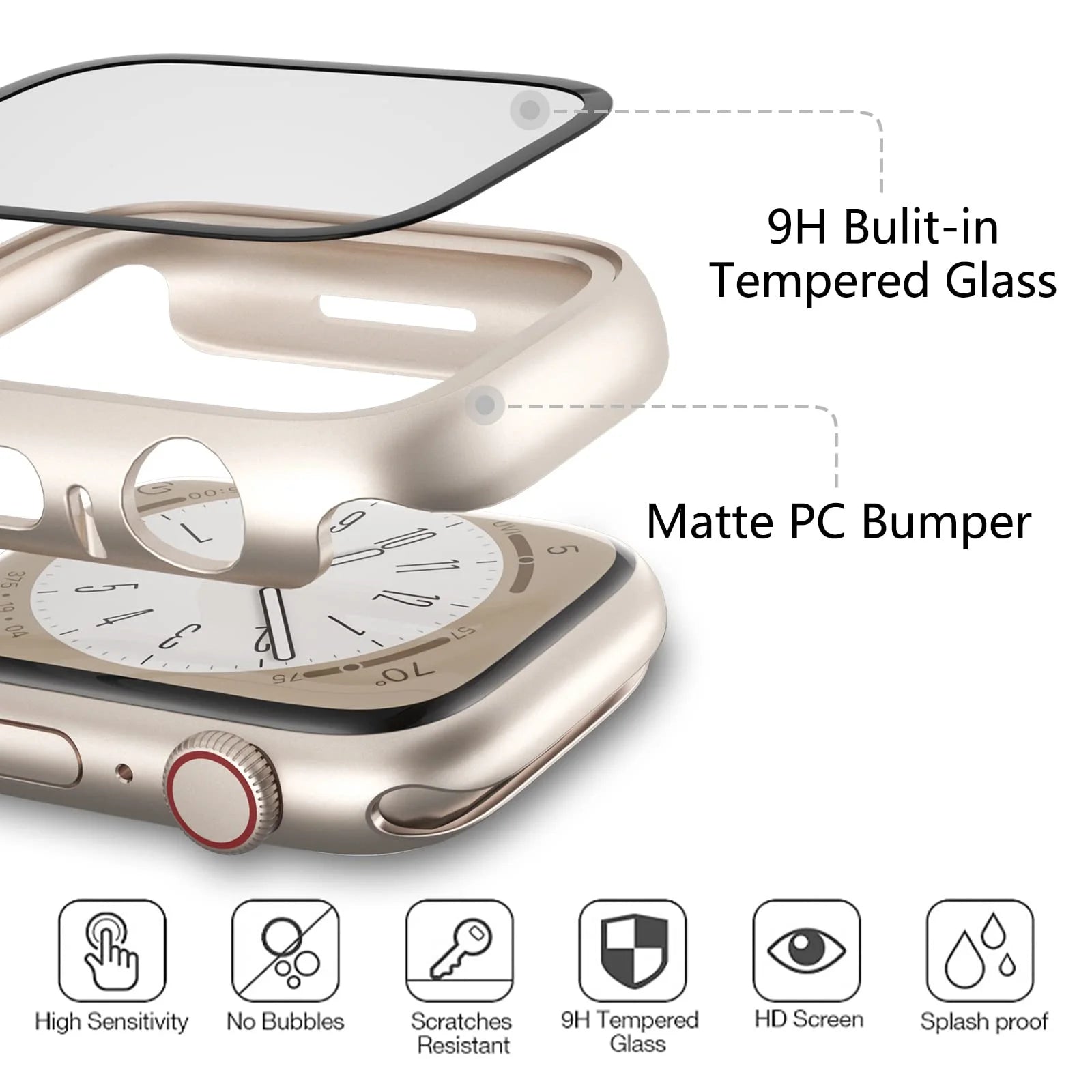 Premium Apple Watch Screen Protector Case - Shockproof & Clear