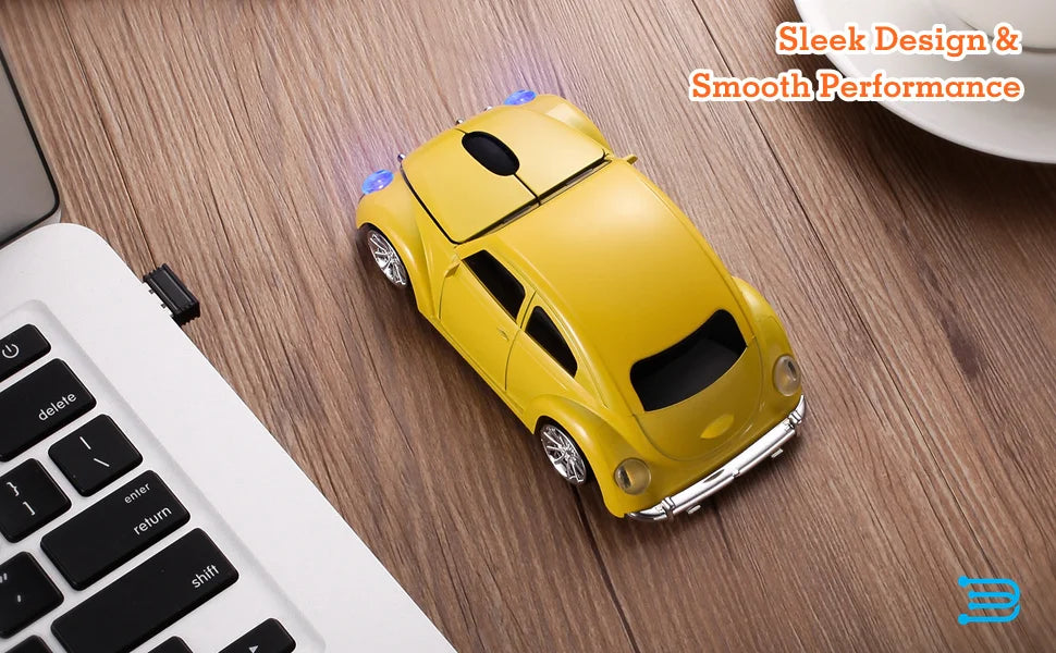 Premium Wireless Car Mouse with LED Headlights & 1600 DPI