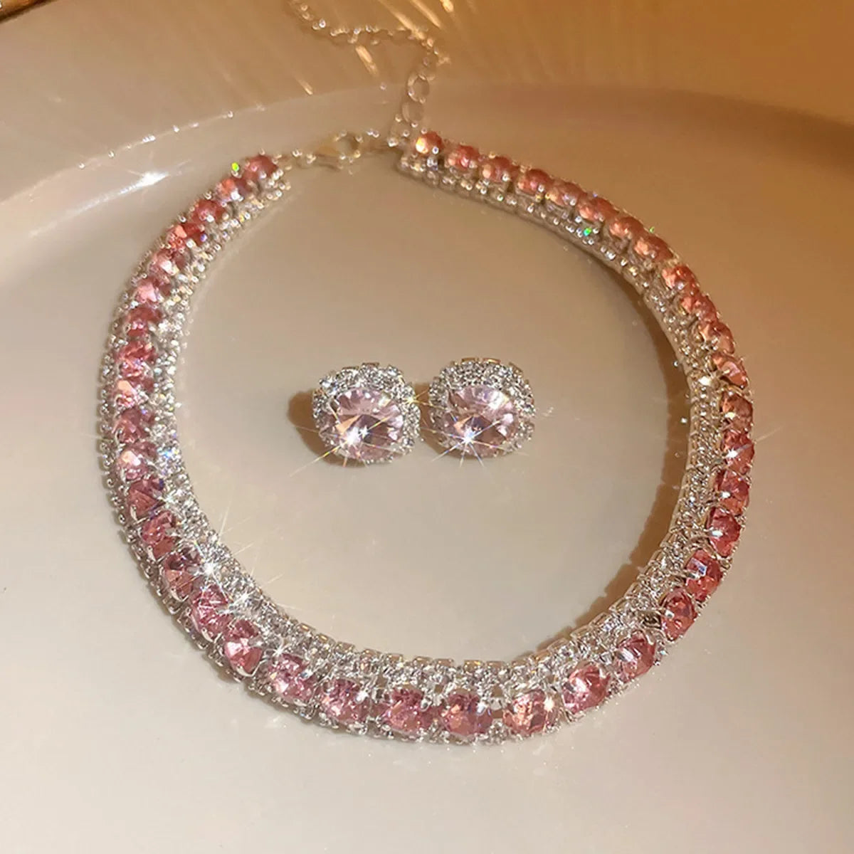 Elegant Crystal Jewelry Set - Luxury Necklace & Earrings for Women