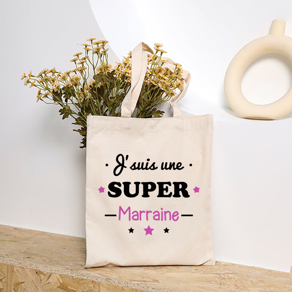 Premium Godmother Gift Bag - Elegant Canvas Tote