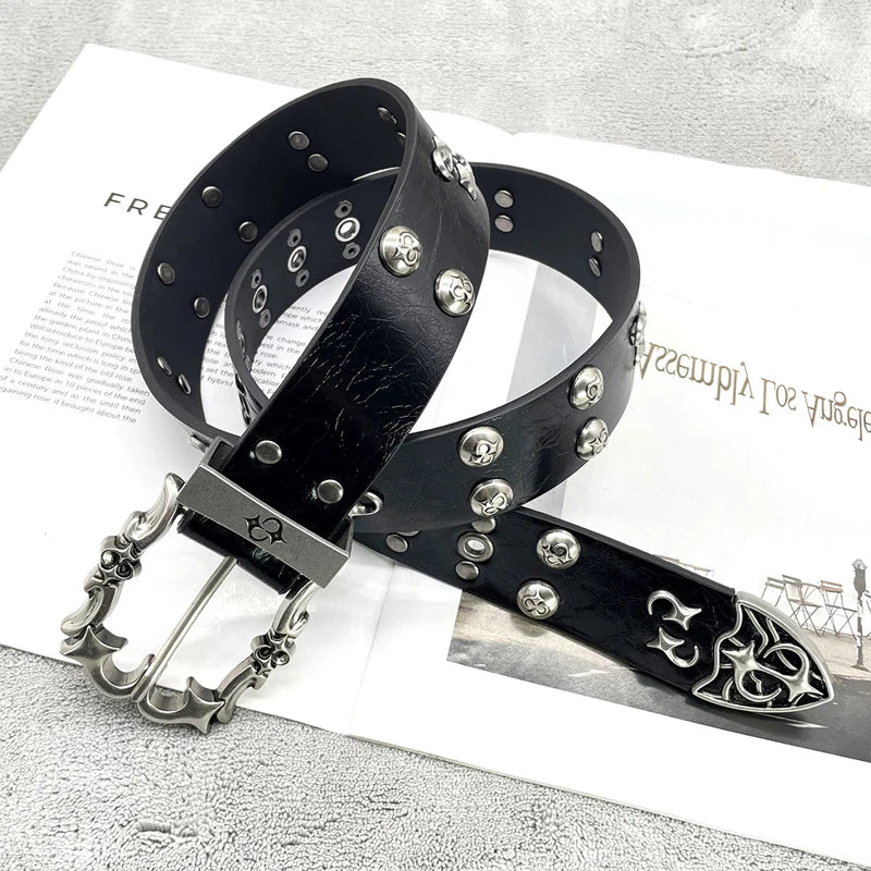 Luxury Punk Leather Belt - Heavy Metal Rivet Rock Stud Design