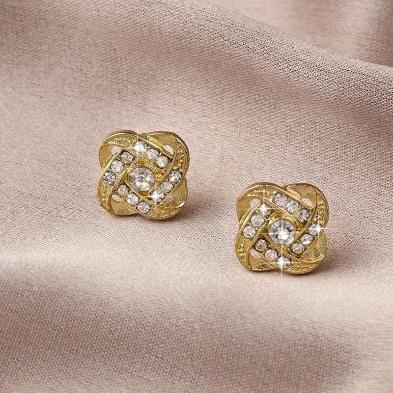 Exquisite Zircon Stud Earrings - Elegant Geometric Cross Design