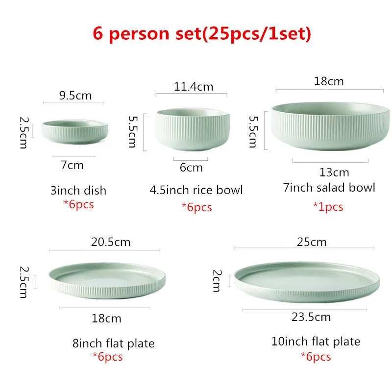 Premium Ceramic Dinnerware Set - Matte Glazed Japanese Style