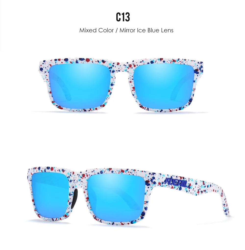 Premium Men Square Sunglasses - Polarized UV Protection & Mirrored Lens