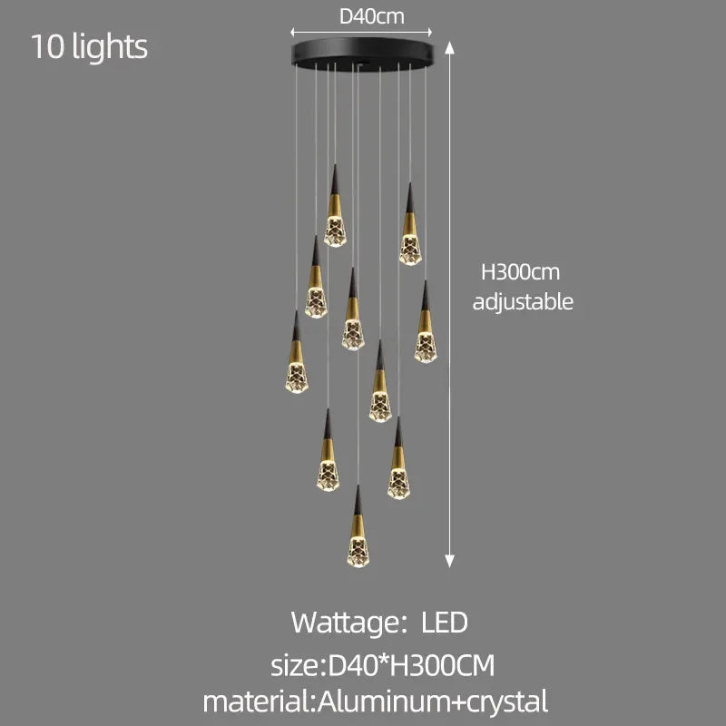 Luxury Spiral Crystal Chandelier - Modern LED Staircase Lighting