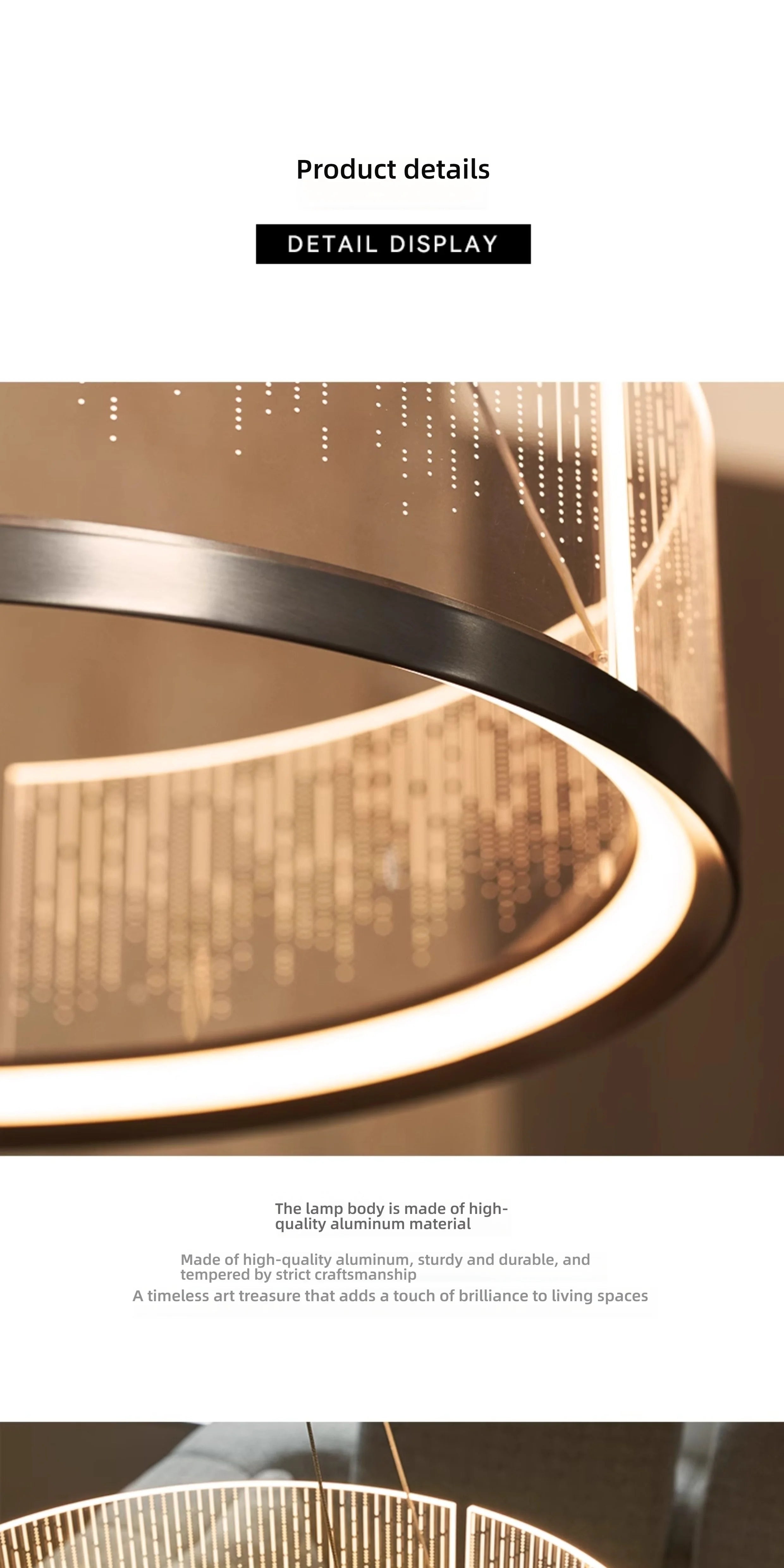 Elegant Modern LED Ring Chandelier - Dimmable Luxury Lighting