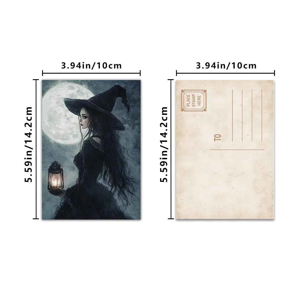 32pcs, Halloween Witch Postcard, Magic, Birthday/Anniversary Gift, Collectible, Suitable for Gifting, Mailable.
