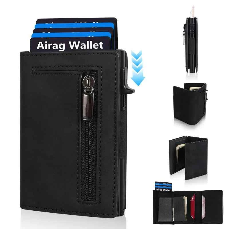 Luxury Minimalist Wallet for Men - RFID Blocking & Pop-Up Design