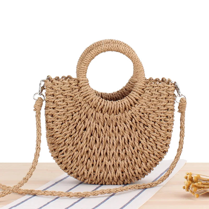 Elegant Women's Straw Tote - Handmade Beach Weaver
