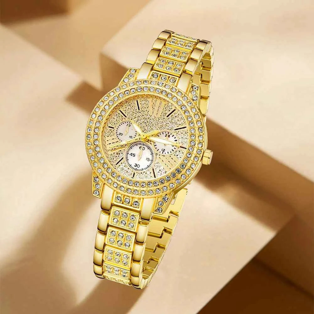 Elegant Women's Quartz Watch & Luxury Jewelry Set