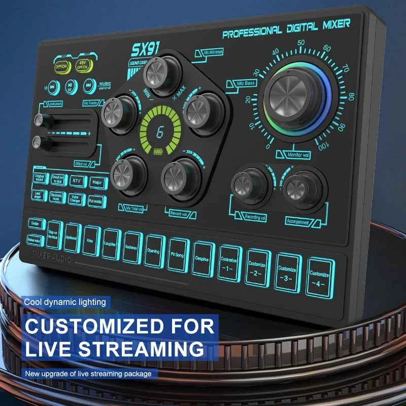 Professional USB Sound Mixer Console for Live Streaming & Audio
