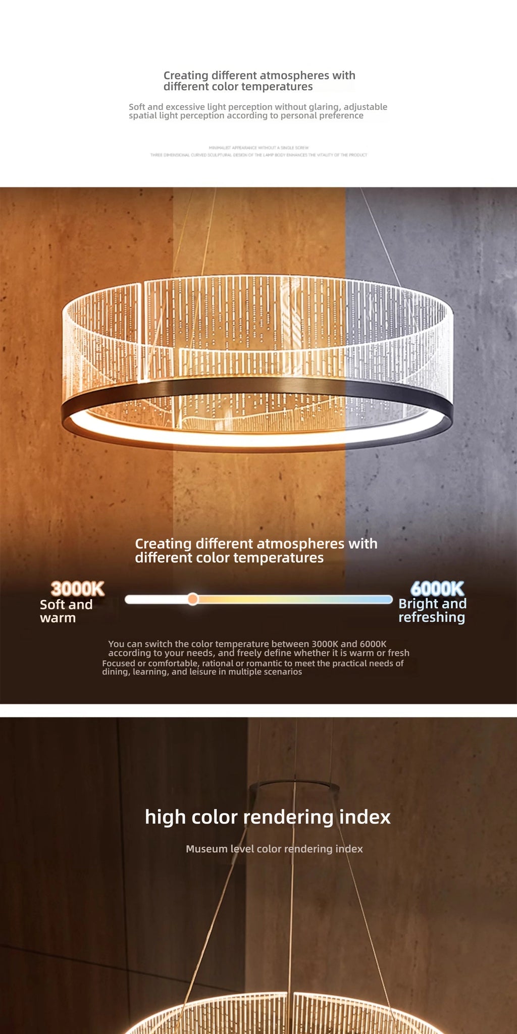 Elegant Modern LED Ring Chandelier - Dimmable Luxury Lighting