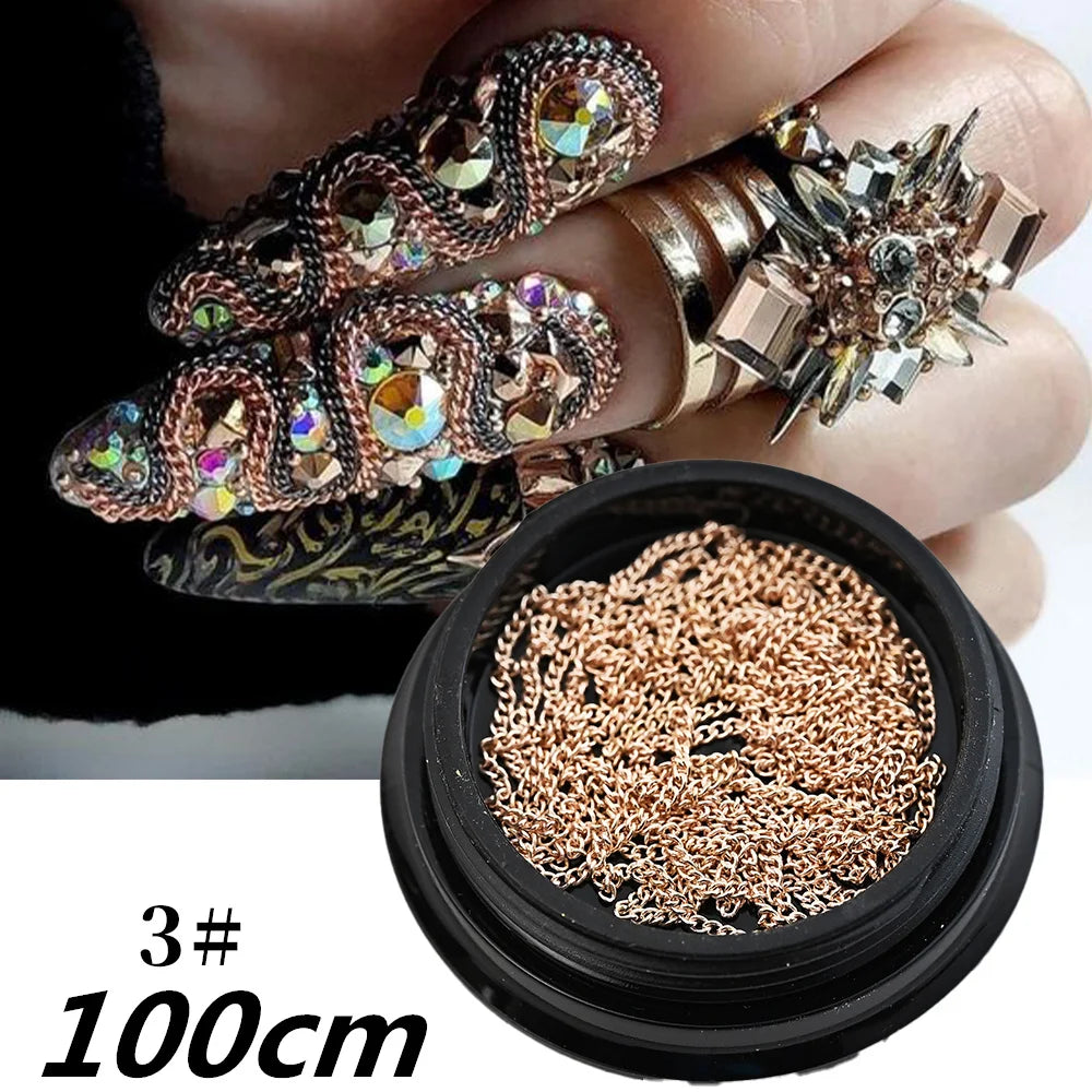 Luxury Crystal Chain Nail Charms - Rhinestone Diamond Art