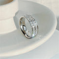 Elegant Stainless Steel Ring - Rose Gold Zircon Wedding Band