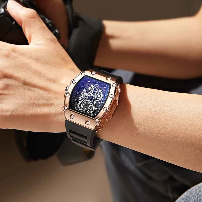 Premium Men's Square Quartz Watch - Waterproof & Luminous