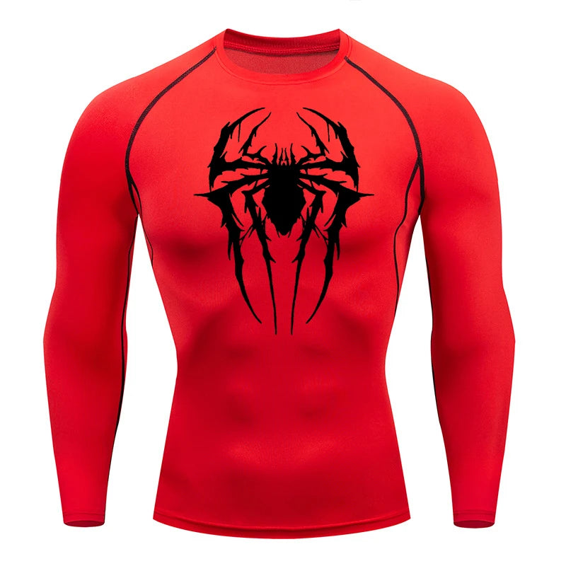 Premium Men's Spider Graphic Compression Shirt - Quick Dry Rash Guard