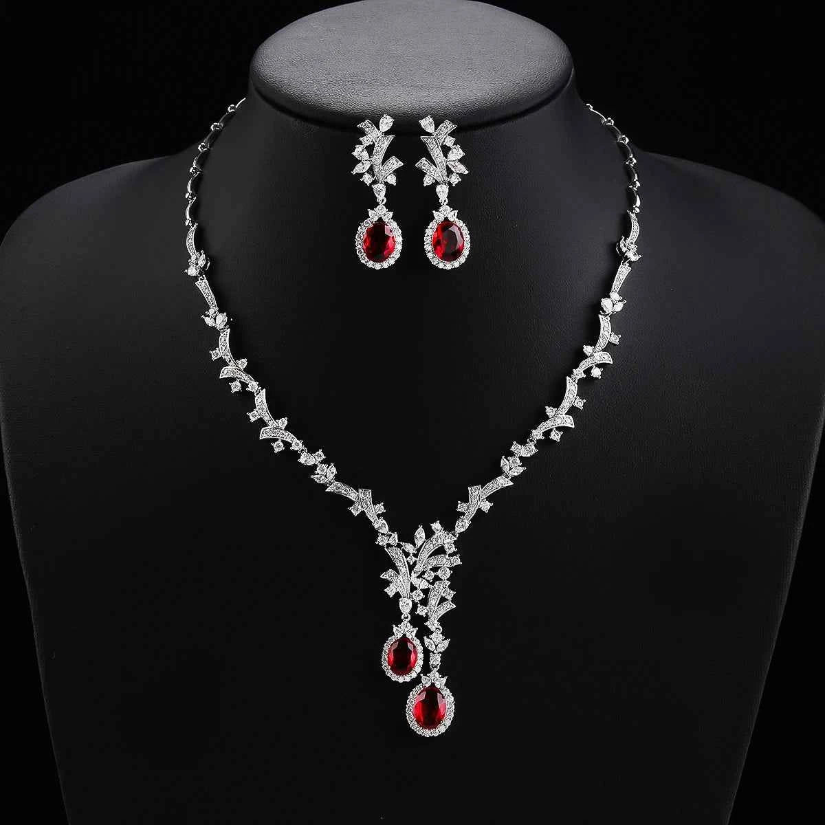 Elegant Zirconia Wedding Jewelry Set - Silver Color