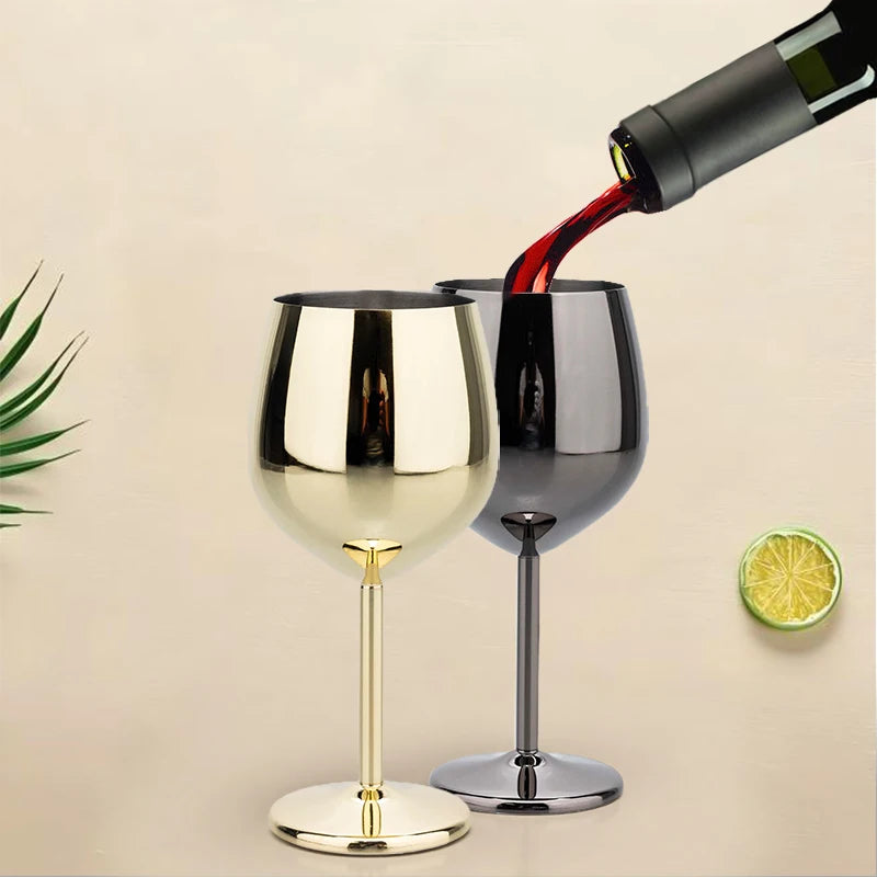 Elegant Stainless Steel Wine Goblet - Durable Metal Cup