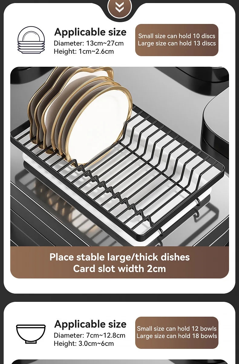 Premium Kitchen Tableware Organizer - Multi-use Drain Rack