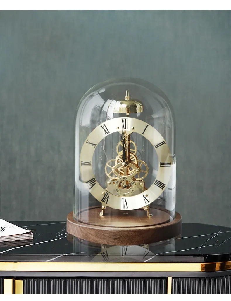 Elegant Luxury Desk Clock - Metal & Wood Tabletop Accent