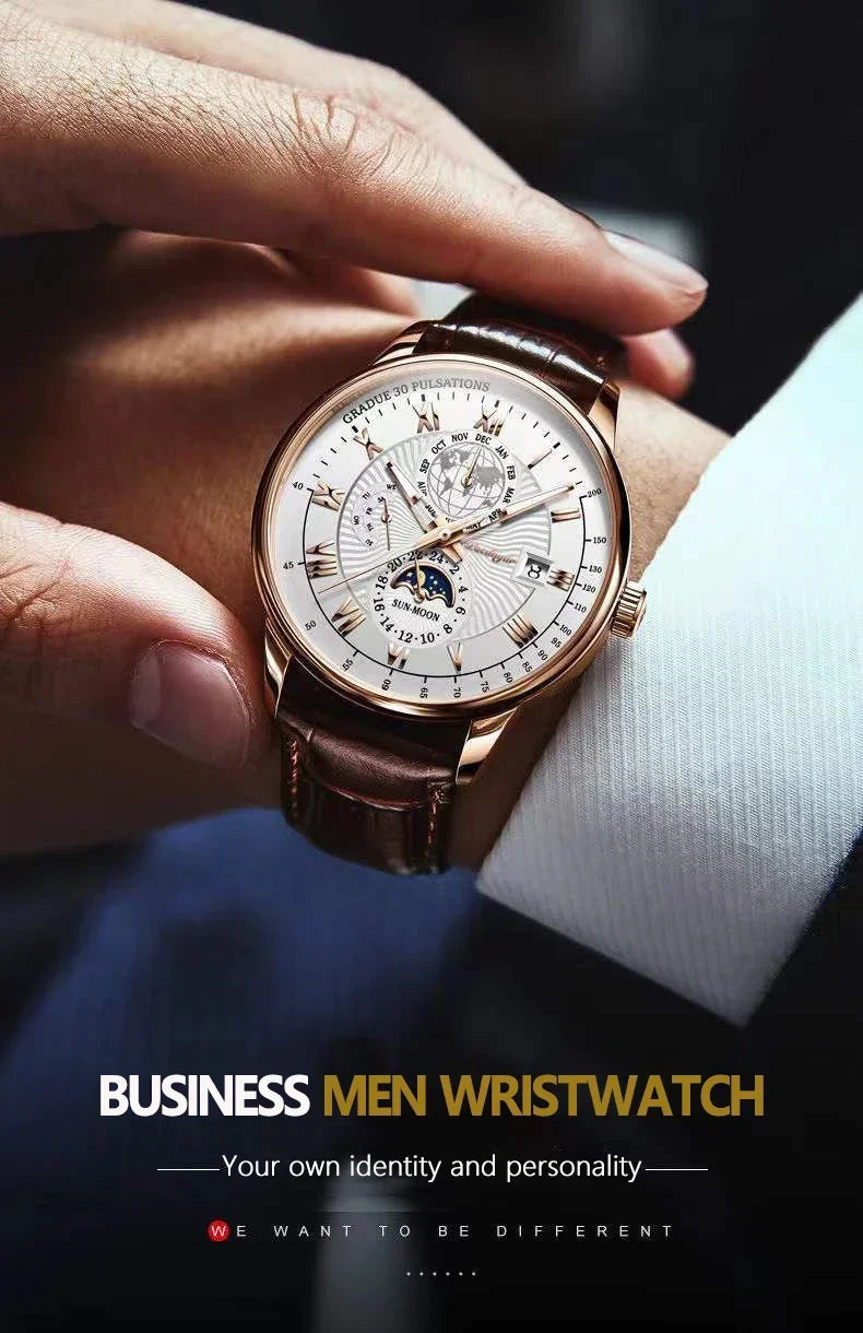 Elegant Men's Quartz Leather Watch - Versatile Business Style