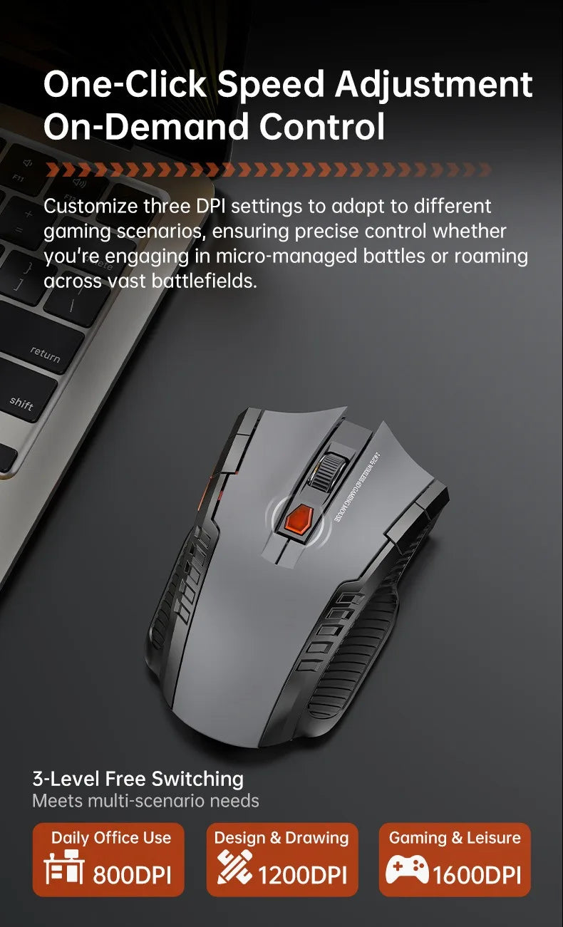 Premium Silent Wireless Mouse - 1600DPI Ergonomic Design