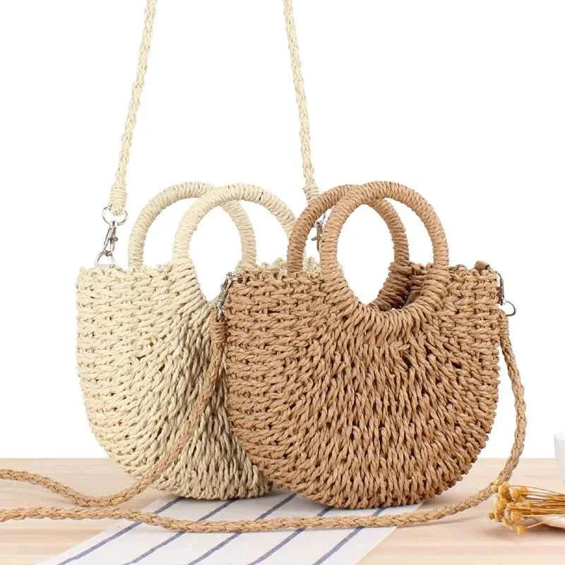 Elegant Women's Straw Tote - Handmade Beach Weaver