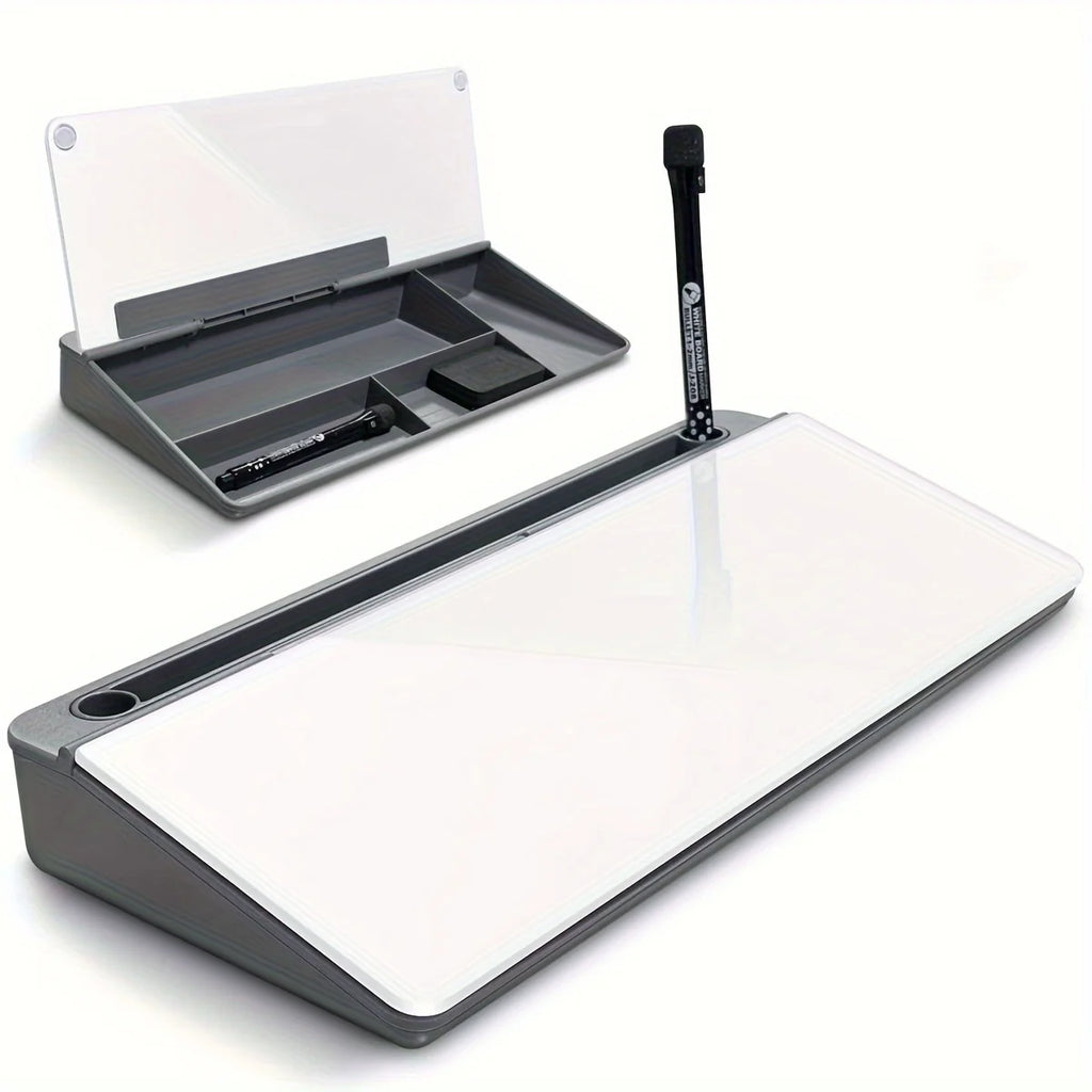 Premium Compact Glass Whiteboard - Desktop Organizer & Keyboard Holder