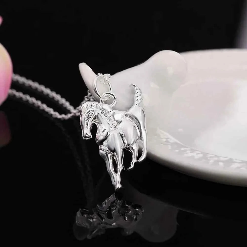Elegant Sterling Silver Horse Necklace - Luxury Pendant Chain