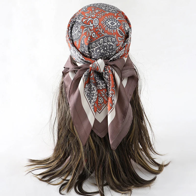 Luxury Square Silk Scarf - Satin Hair Bandana & Neckerchief