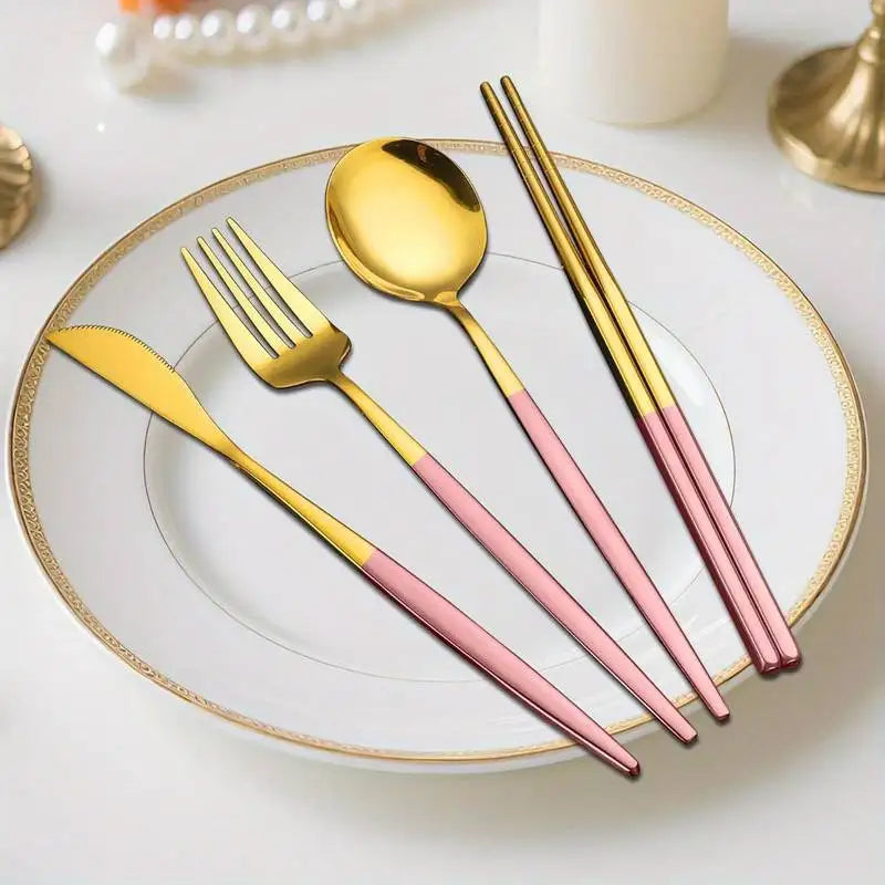Elegant Portable Cutlery Set - Stainless Steel with Storage