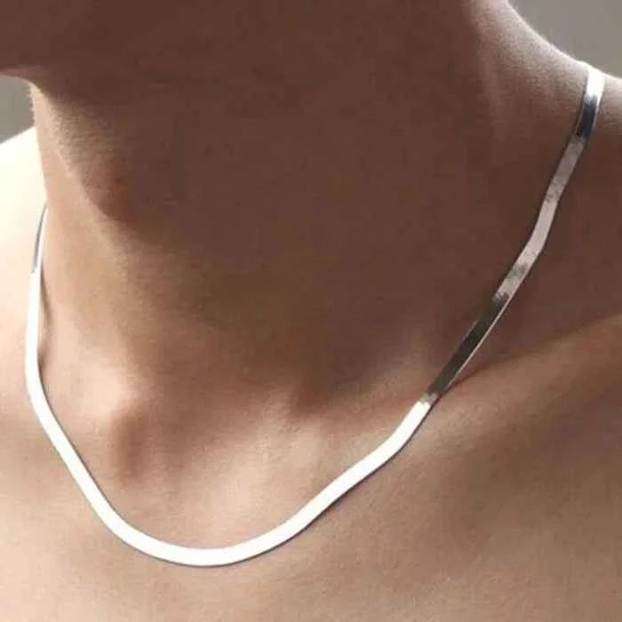 Luxury 925 Sterling Silver 4MM Blade Chain Necklace