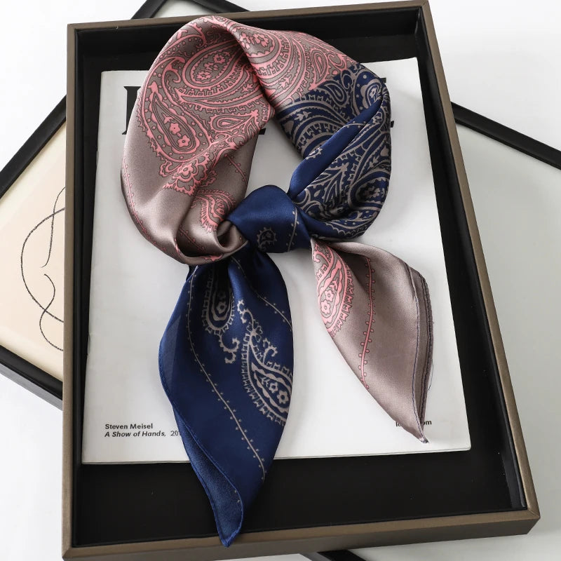 Luxury Silk Scarf - 70x70cm Square Shawl & Headband