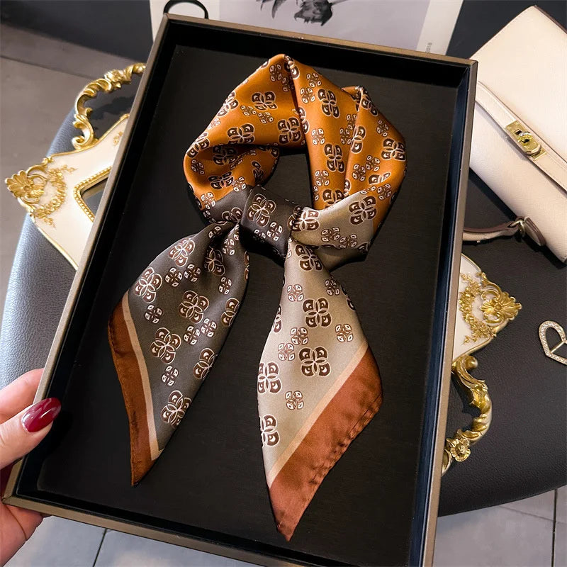 Luxury Silk Scarf - 70x70cm Square Shawl & Headband